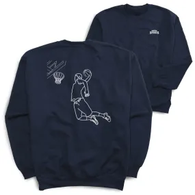 Basketball Crewneck Sweatshirt - Basketball Player Sketch (Back Design) 